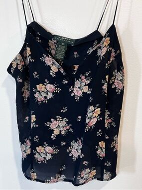 Ralph Lauren Black Floral Spaghetti-Strap Camisole